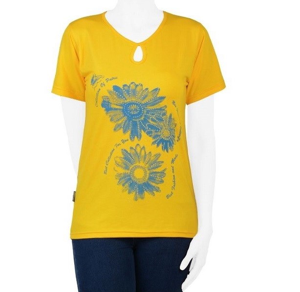 تی شرت T Shirt   Women turtlenecks Knitted Tshirt designs Saman Tricot sunflower yellow168628